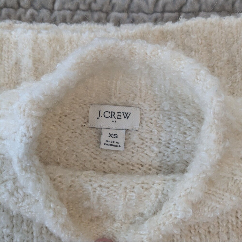 J.Crew Womens XS Ivory Boucle Sweater Wool Alpaca Blend Mock Neck Pullover - Picture 5 of 7